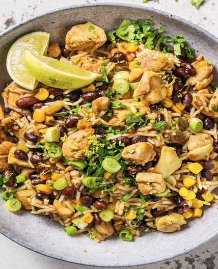 Caribbean Chicken Rice Bowl with Sweetcorn and Black Beans
