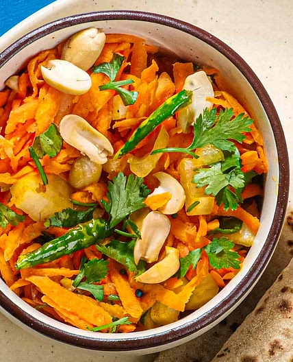 Gajarachi Koshimbir (Carrot Salad with Mustard Seeds and Curry Leaves)