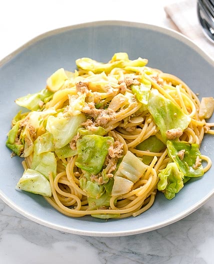 Miso Butter Pasta with Tuna and Cabbage
