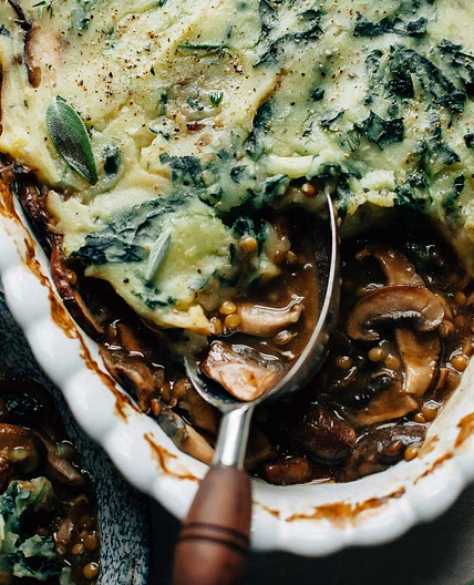 Mushroom Gravy Pie with Garlicky Kale Mashed Potatoes