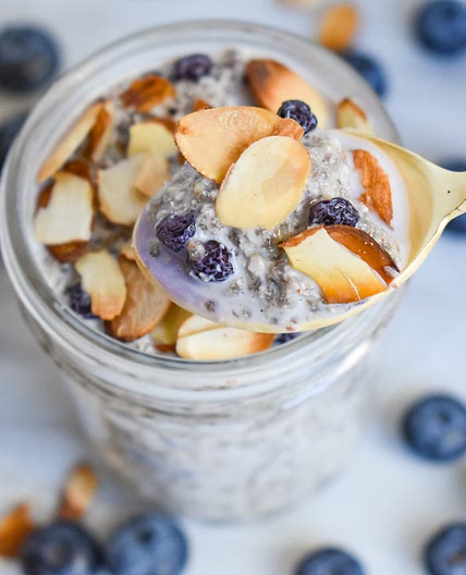 Energizing Low-FODMAP Blueberry Almond Overnight Quinoa; Gluten-free, Vegan