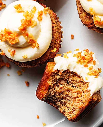 Keto Carrot Cake Cupcakes with Cream Cheese Frosting