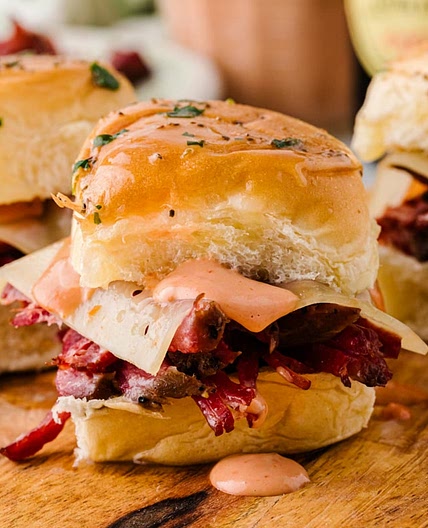 Slow Cooker Corned Beef Reuben Sliders