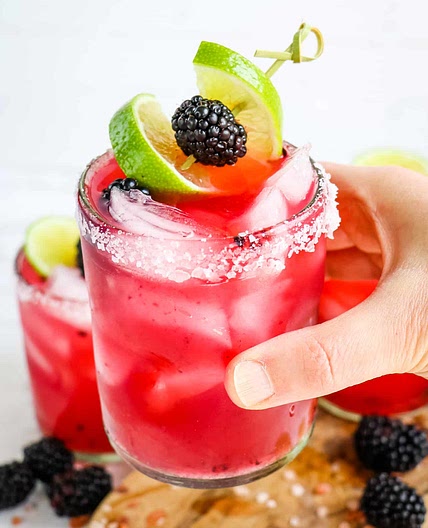 Fresh Blackberry Margaritas with Tequila and Cointreau