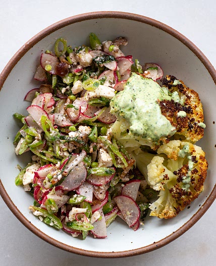 Baked Cauliflower Salad with Feta and Dates