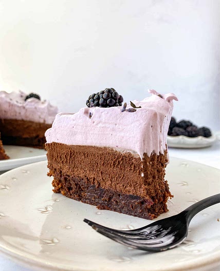 Blackberry Lavender Brownie Pie
