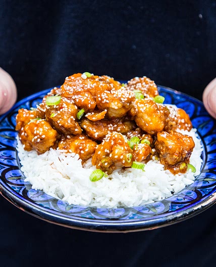 Sticky Sesame Popcorn Chicken