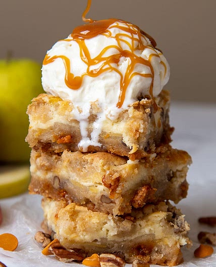 Caramel Apple Blondie Cheesecake Bars