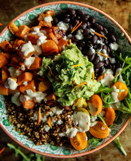 Cuban Quinoa Bowl with Spicy Lemon Cashew Dressing