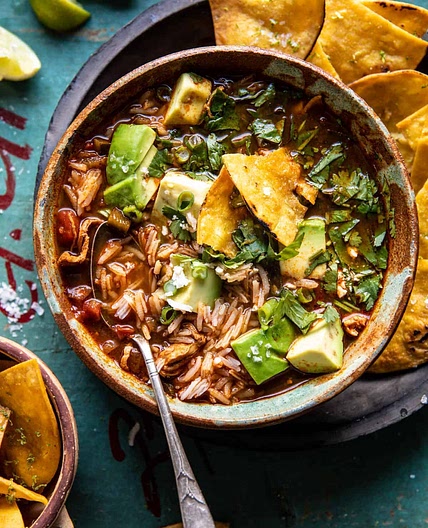 Slow Cooker Chipotle Chicken and Avocado Rice Soup