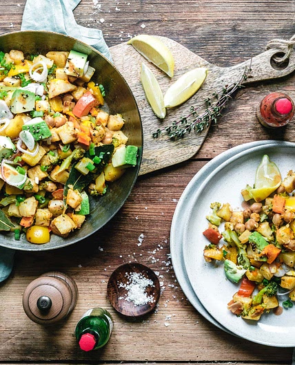 Selleriepfanne mit Kürbis und Kichererbsen