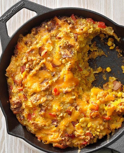 Cheddar Corn Pudding with Bacon