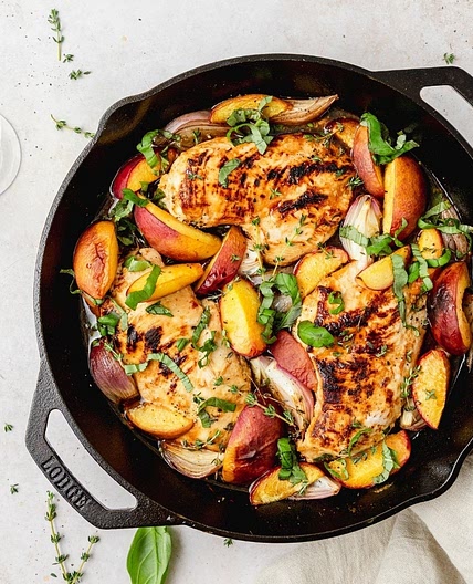 Roasted Chicken and Peaches