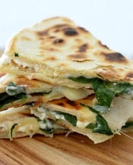 Spinach Pesto and Cheese Quesadillas