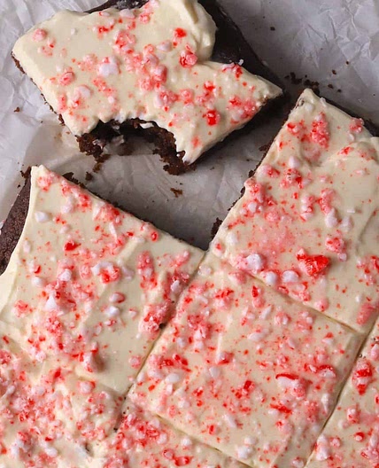 Low Carb Candy Cane Chocolate Cake Squares
