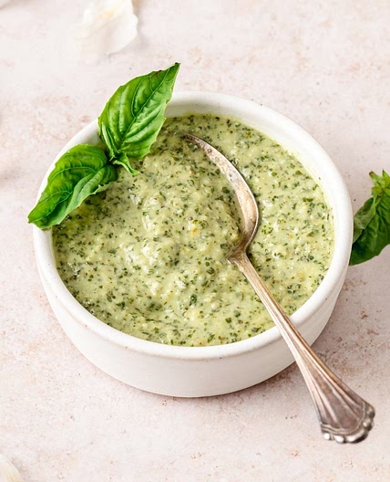 Homemade Creamy Basil Pesto