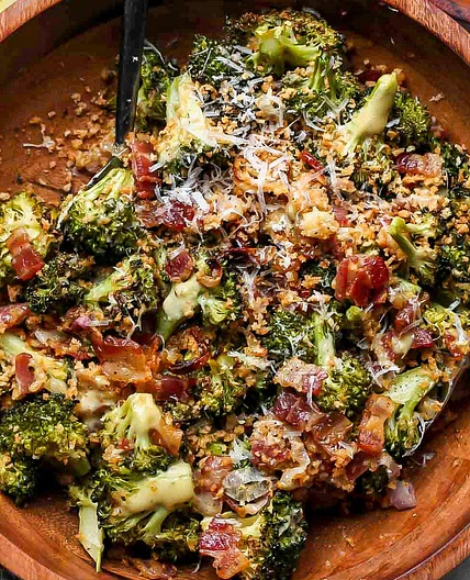 Roasted Broccoli Salad with Miso-Caesar Dressing