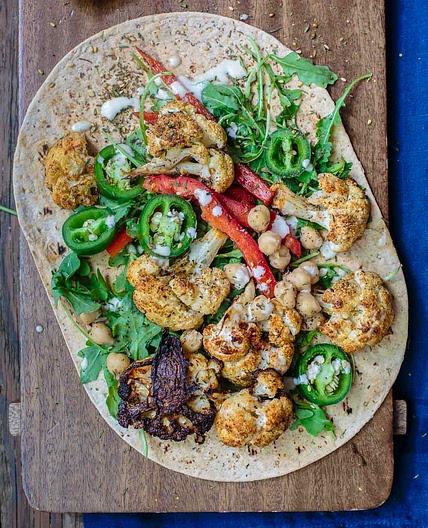 Mediterranean Vegan Wraps with Cauliflower and Tahini