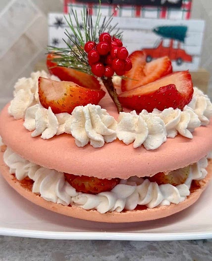 Giant Strawberry Macaron Cake