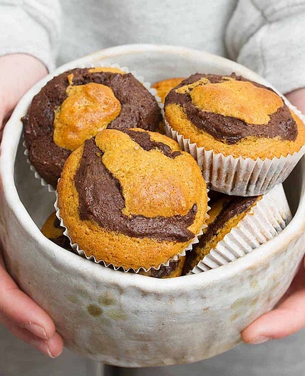 Vegan Pumpkin Muffins With Chocolate Swirl