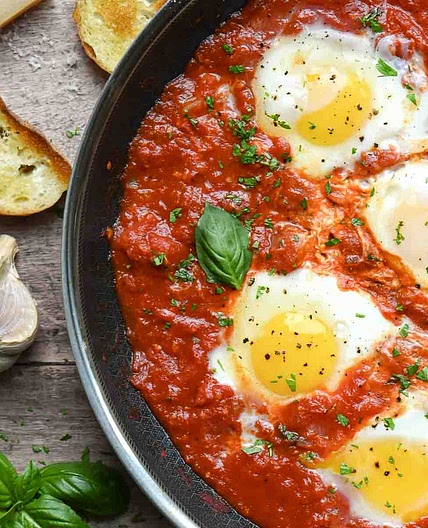 Eggs in Purgatory (Poached Eggs in Tomato Sauce)