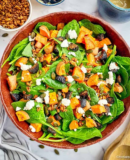 Sweet Potato Spinach Salad (Vegan)