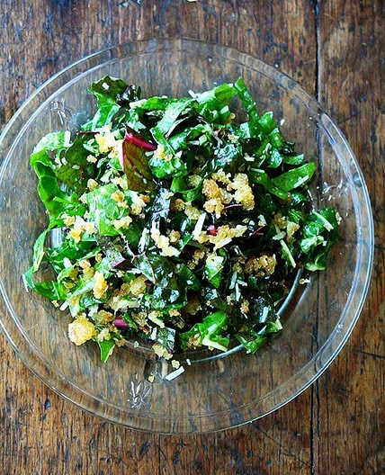 Swiss Chard Salad with Lemon, Parmesan & Bread Crumbs