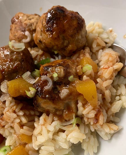 Peach Glazed veal Meatball 