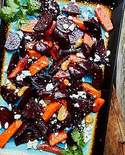 Roasted Beets and Carrots with Feta Cheese