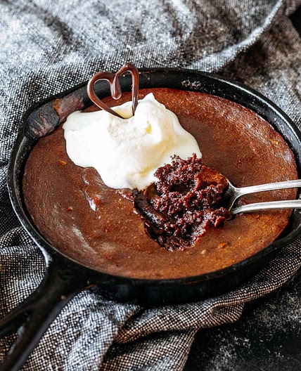 Keto Chocolate Molten Lava Skillet Cake for 2