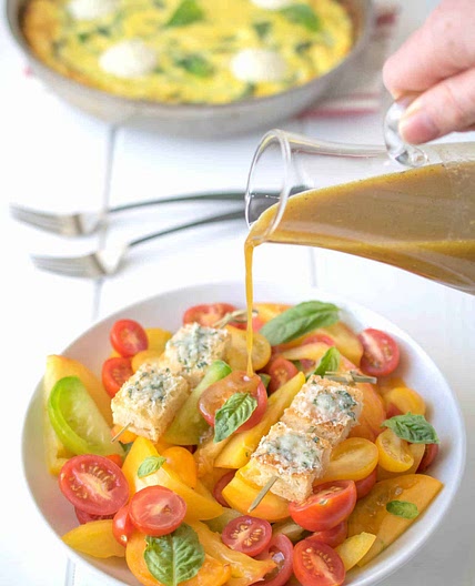 Heirloom Tomato Salad with Parmesan Basil Croutons