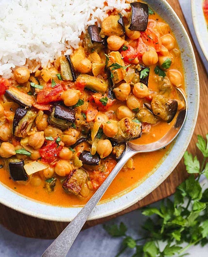Aubergine and Chickpea Curry