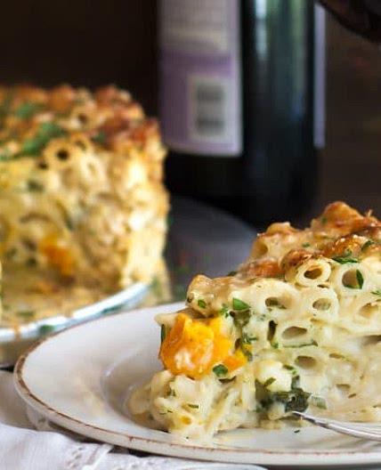 Four Cheese Baked Penne with Greens & Tomatoes