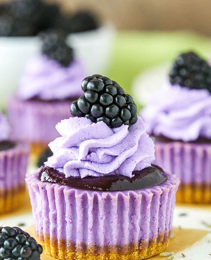 Mini Blackberry Lavender Cheesecakes