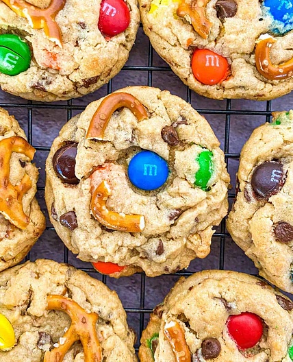 Peanut Butter Pretzel M&M Cookies