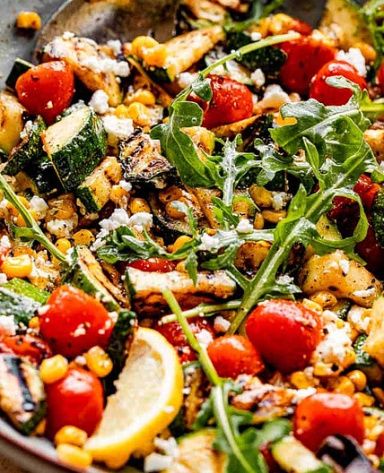 Grilled Zucchini Salad with Corn and Tomatoes