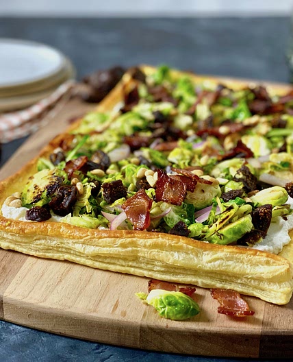 Brussels Sprouts Ricotta and Bacon Tart