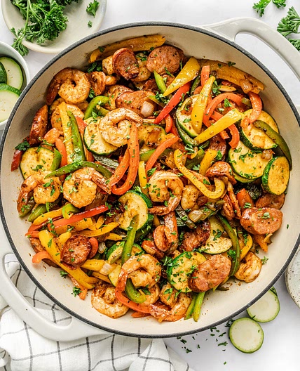 Low Carb Shrimp and Sausage Skillet