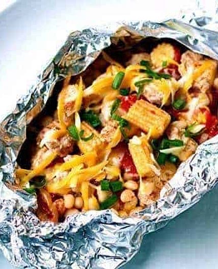 Campfire Tex Mex White Bean Chicken Packets
