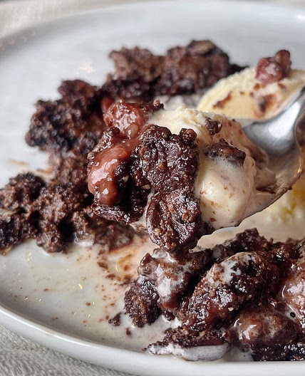 Easy Chocolate Strawberry Dump Cake Made with Clean Ingredients