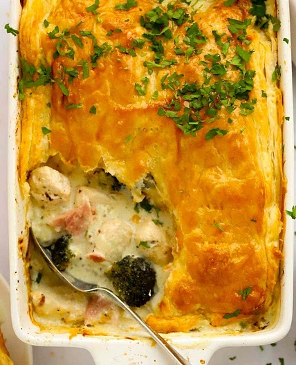 Chicken & Ham Pie {Easiest Ever One Pan!}