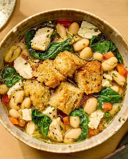 Chicken Spinach Soup with Fresh Pesto