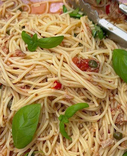 Tuna, caper and chilli spaghetti