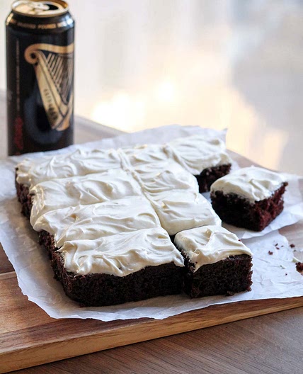 Single Layer Guinness Cake with Irish Cream Frosting