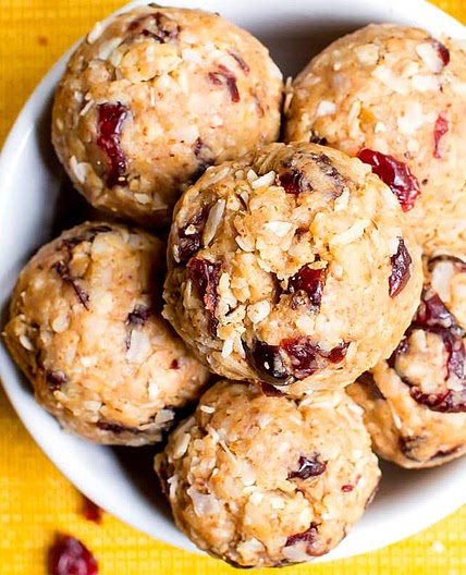 No Bake Cranberry Coconut Energy Bites (Vegan, Gluten Free, Dairy Free)