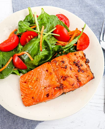 8 Minute Air Fryer Salmon with Maple Soy Glaze
