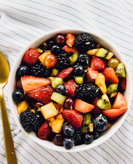 Rainbow Fruit Salad with Maple Lime Dressing
