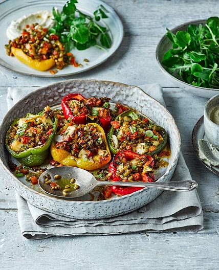 Halloumi-stuffed peppers