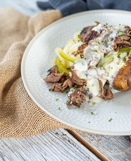Philly Cheesesteak Baked Potatoes Recipe