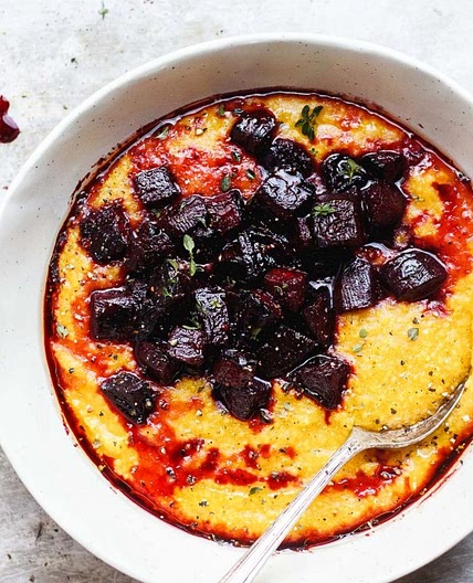 Pumpkin Polenta with Balsamic Roasted Beets